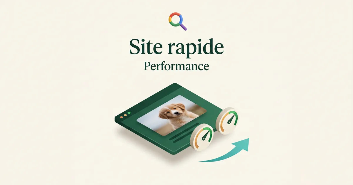 Jauges de performance isométriques d'un site d'élevage rapide, reliées à une loupe Google.