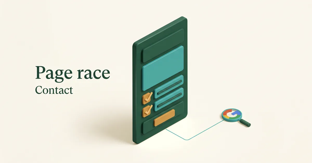 Maquette isométrique d'une page race d'élevage avec blocs de preuve, reliée à une loupe Google.